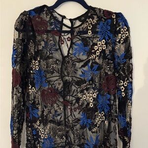Floral Embroidered Sheer Top